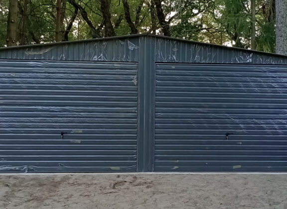 Garaż Blaszany 6×5 GRAFIT Bramy poziome