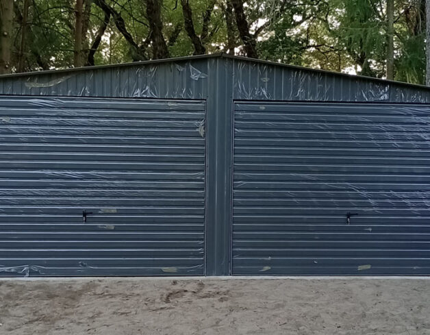 Garaż Blaszany 6×5 GRAFIT Bramy poziome