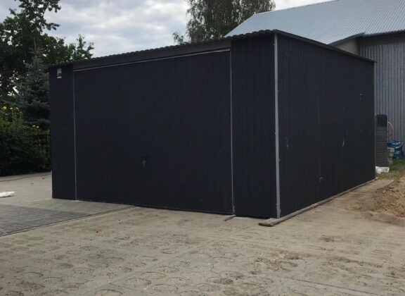 Garaż blaszany 4×5 Spad do tyłu GRAFIT