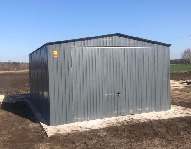 Garaż blaszany 4×5 dwuspad , grafit