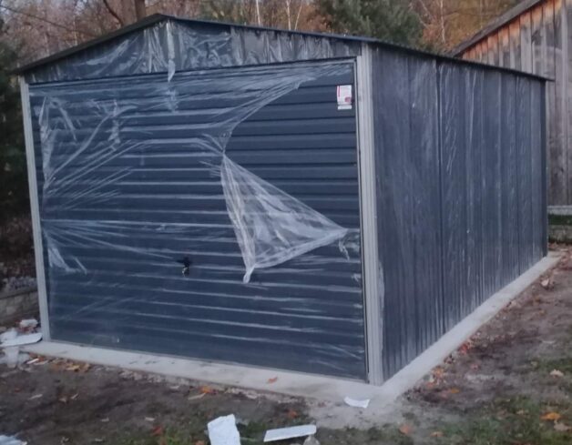 GARAŻ BLASZANY 3×5 GRAFIT, BRAMA POZIOMA